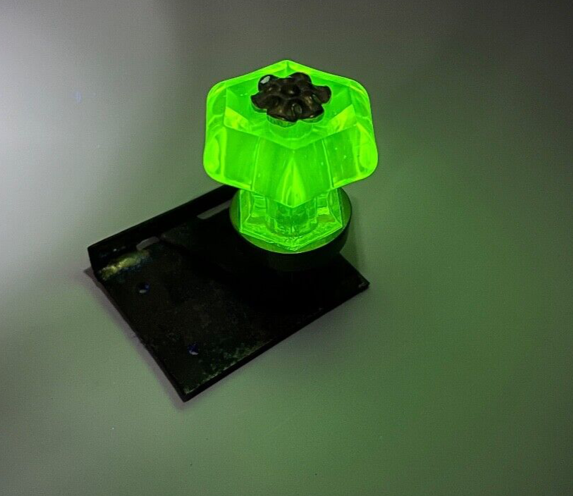 Antique Vaseline Glass Octagonal Door Knob Handle Lock Drawer