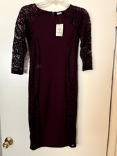 GUESS Dress Lace Sleeves Purple/Plum Womens Small NWT