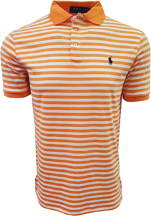 Polo Ralph Lauren Men's ORANGE WHITE STRIPED Soft-Touch Shirt S