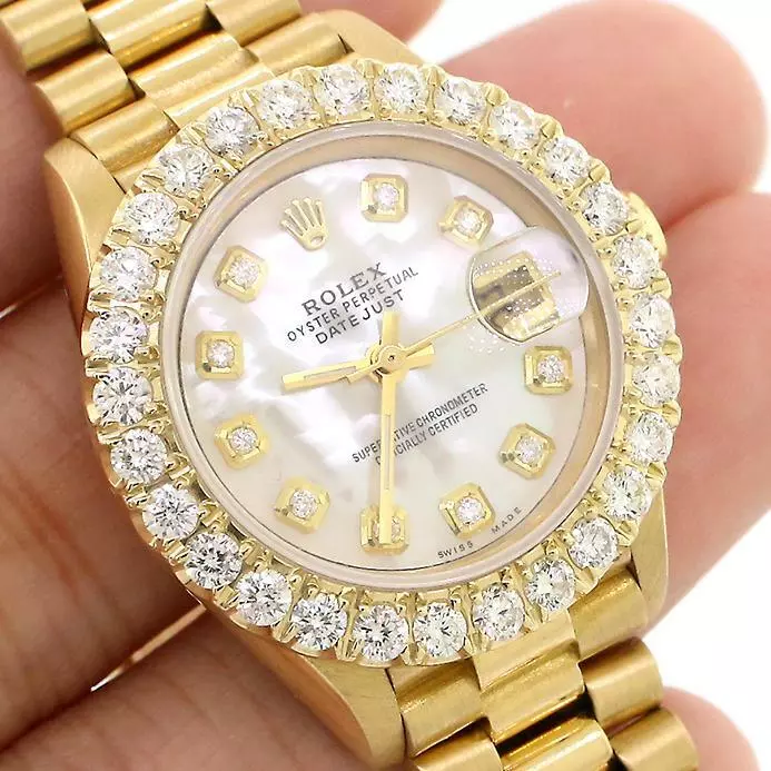 Rolex DateJust 26mm Diamond Gold Watch President Bracelet