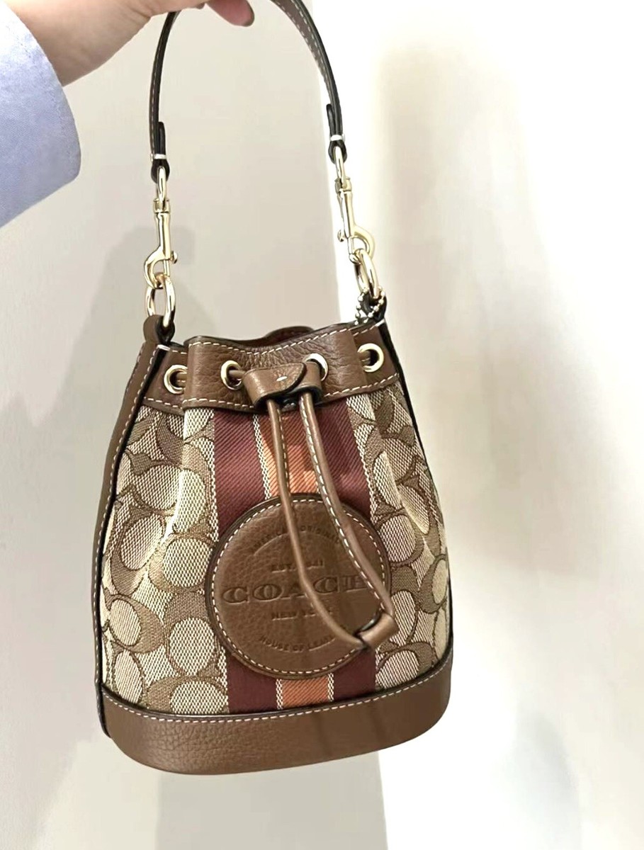 NWT Coach C8322 Mini Dempsey Bucket In Signature Jacquard With