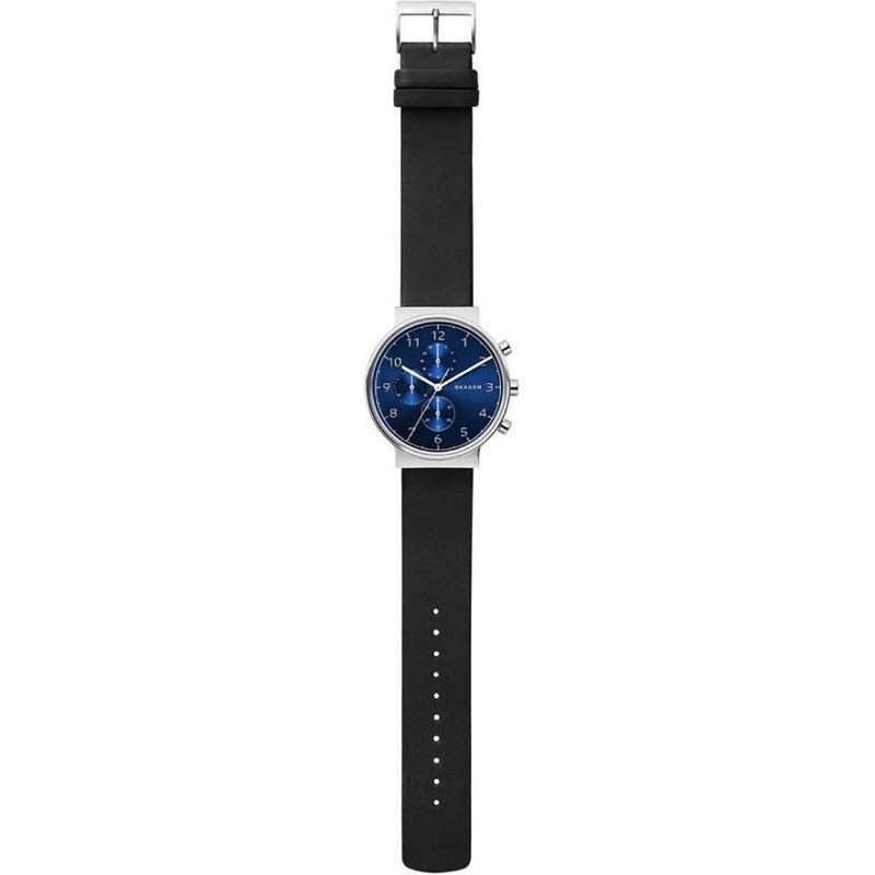 Leather 23mm Watch Strap Skw6105 Skagen Gents Ancher Black Leather