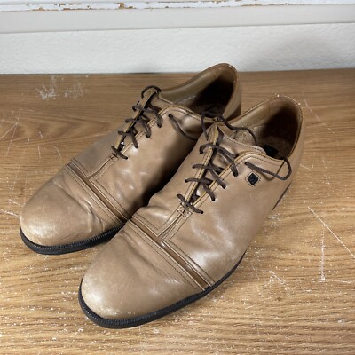 Footjoy  ICON BLACK  Tan Leather Cap Toe Golf Shoes Mens Size 11M 52075