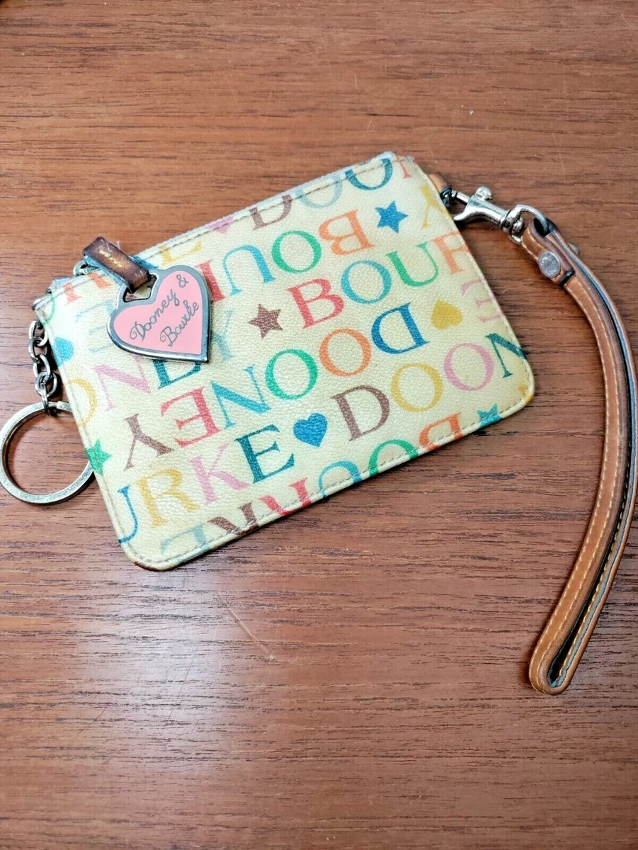 Vintage Dooney Bourke Rainbow Logo Wristlet WOC Wallet Coin Bag