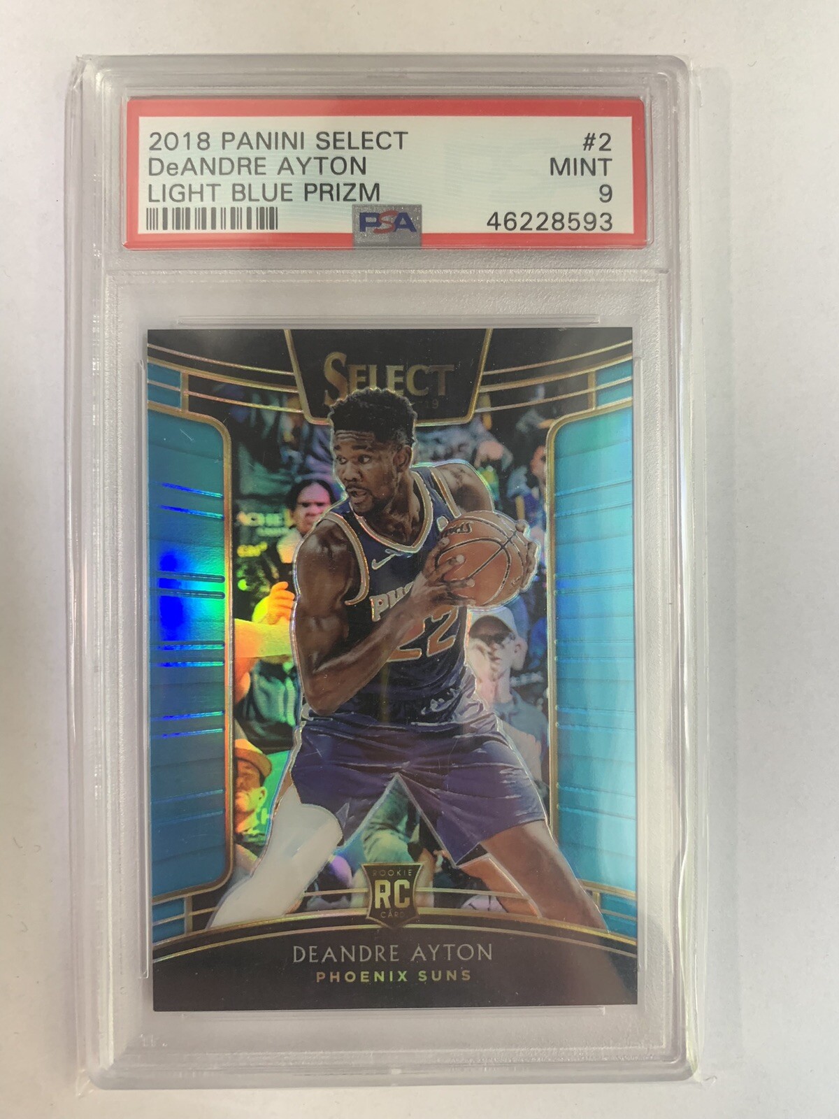 DeAndre Ayton PSA 9 2018 Panini Select Rookie Light Blue Prizm 115/299 Concourse