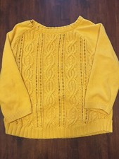 Tommy Hilfiger cable knit and plain rounded bottom Fashion sweater orange burst