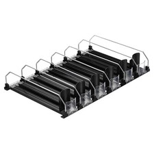 6Pcs Soda Can Organizer Refrigerator Self-Pushing Drink Organizer Black