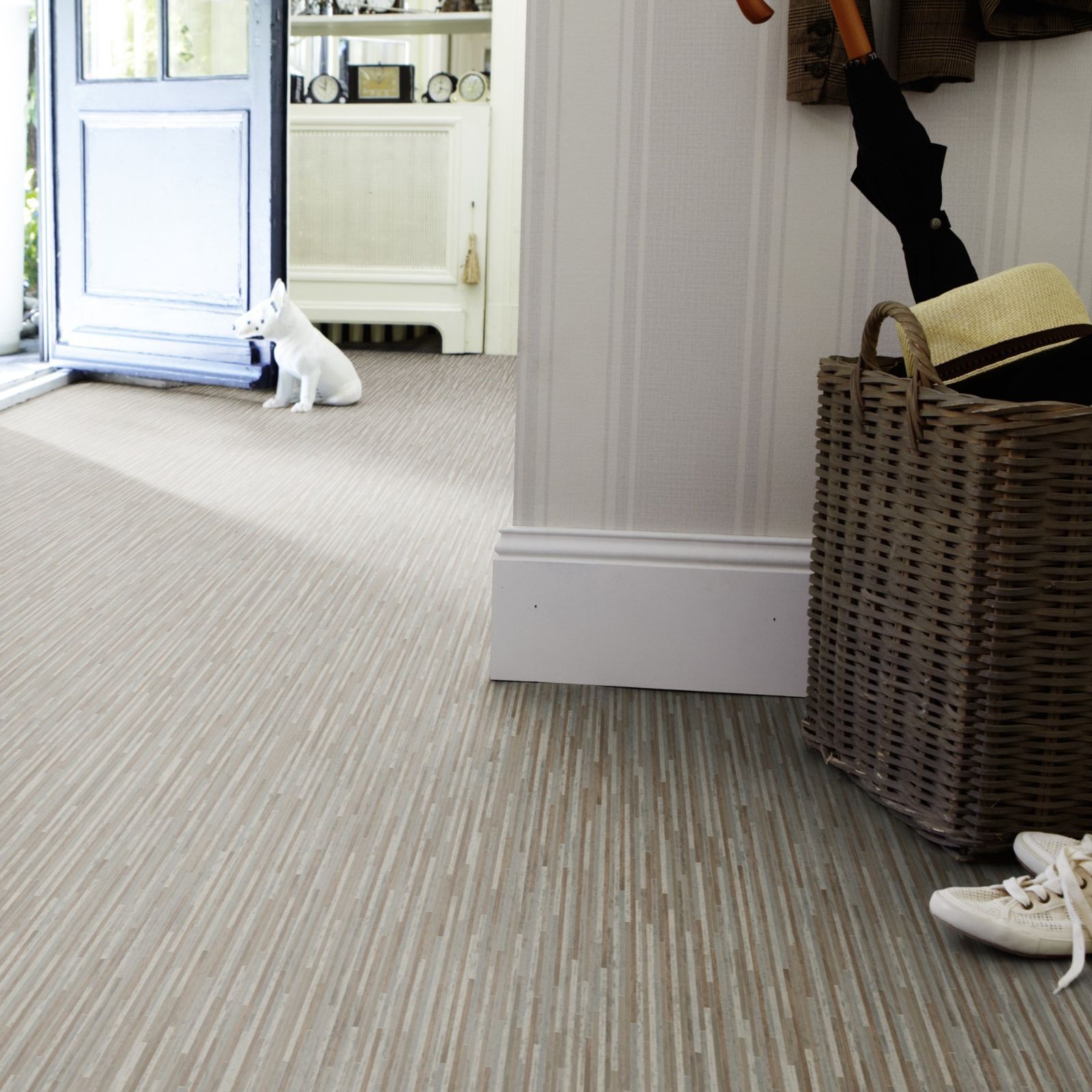 Stripe Sheet Vinyl Flooring Bamboo Style Kitchen Bathroom Lino Non Slip ...
