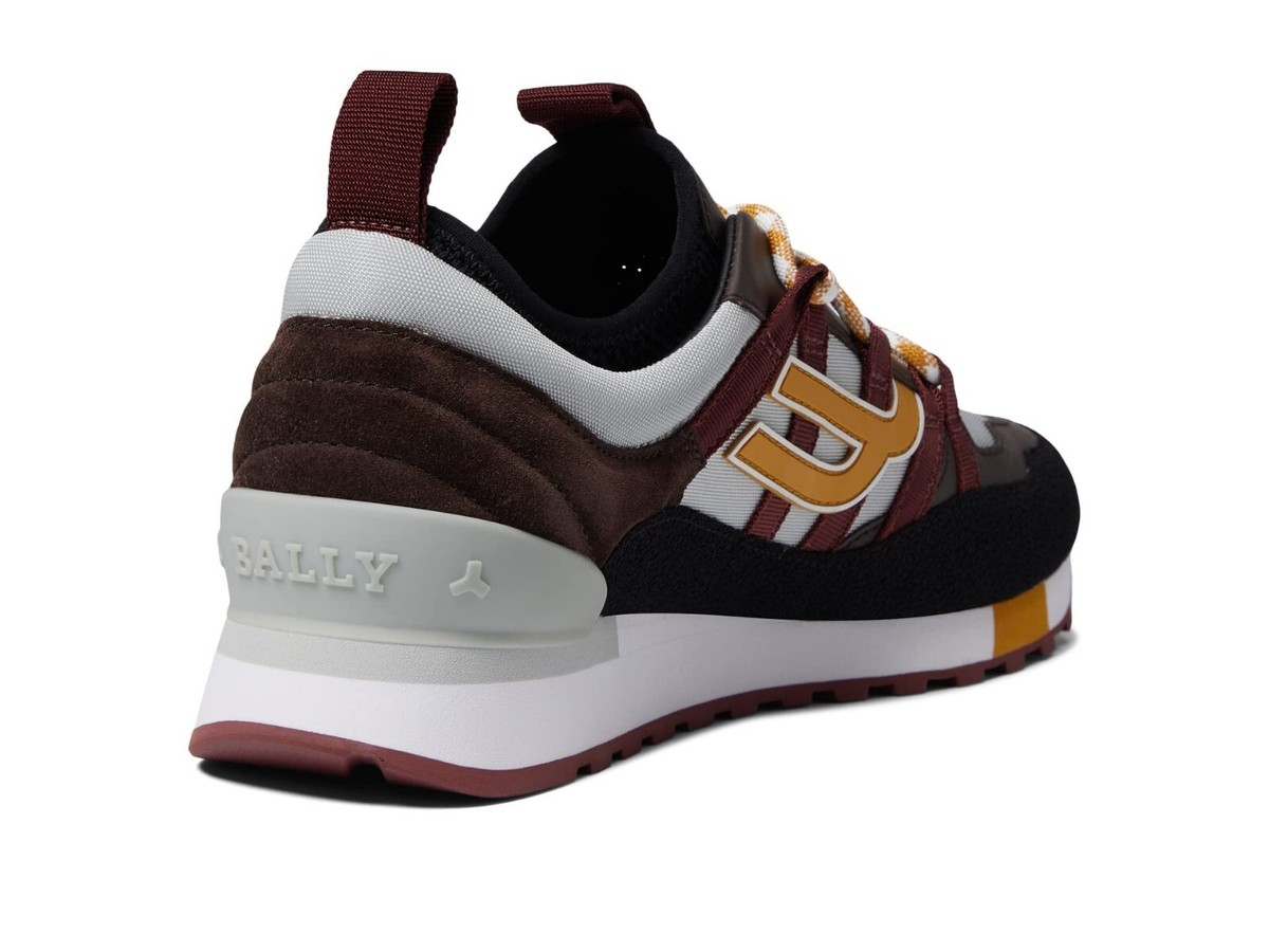 BALLY GLICK BLACK RED WHITE FABRIC BROWN LEATHER LOGO LOW