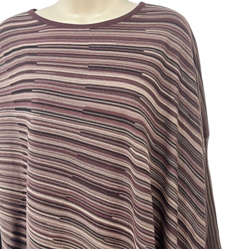 Ming Wang Top Damen Größe M asymmetrisch gestreift Dolman Tunika Pullover Strick - Bild 5 von 11