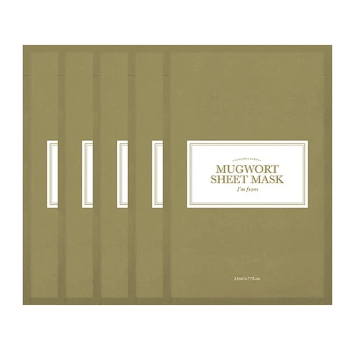 I'M FROM Mugwort Sheet Mask 5pcs 23ml  Korean Vegan Soothing Calming Facial Mask
