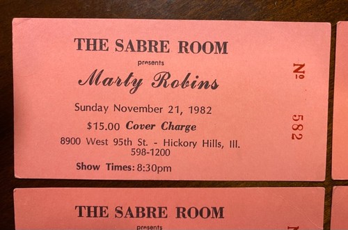 MARTY ROBBINS FINAL SHOW 21.11.1982 - 4 TICKETS. Unmarkiert, super Zustand. - Bild 2 von 3