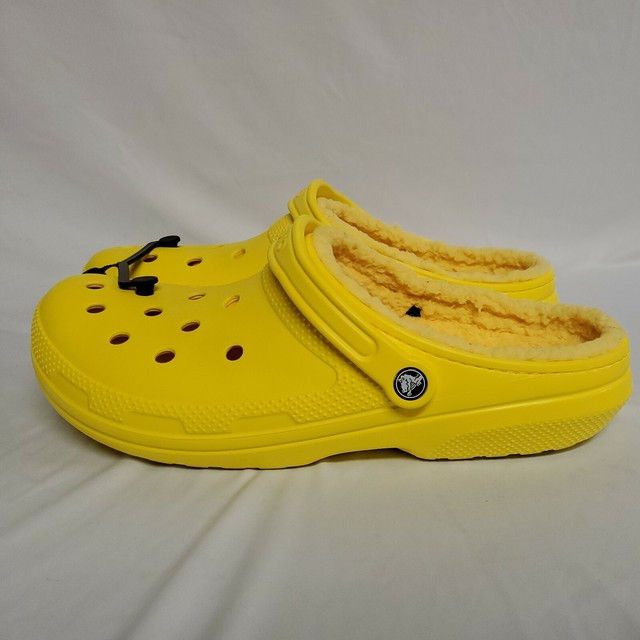 yellow fleece lined crocs