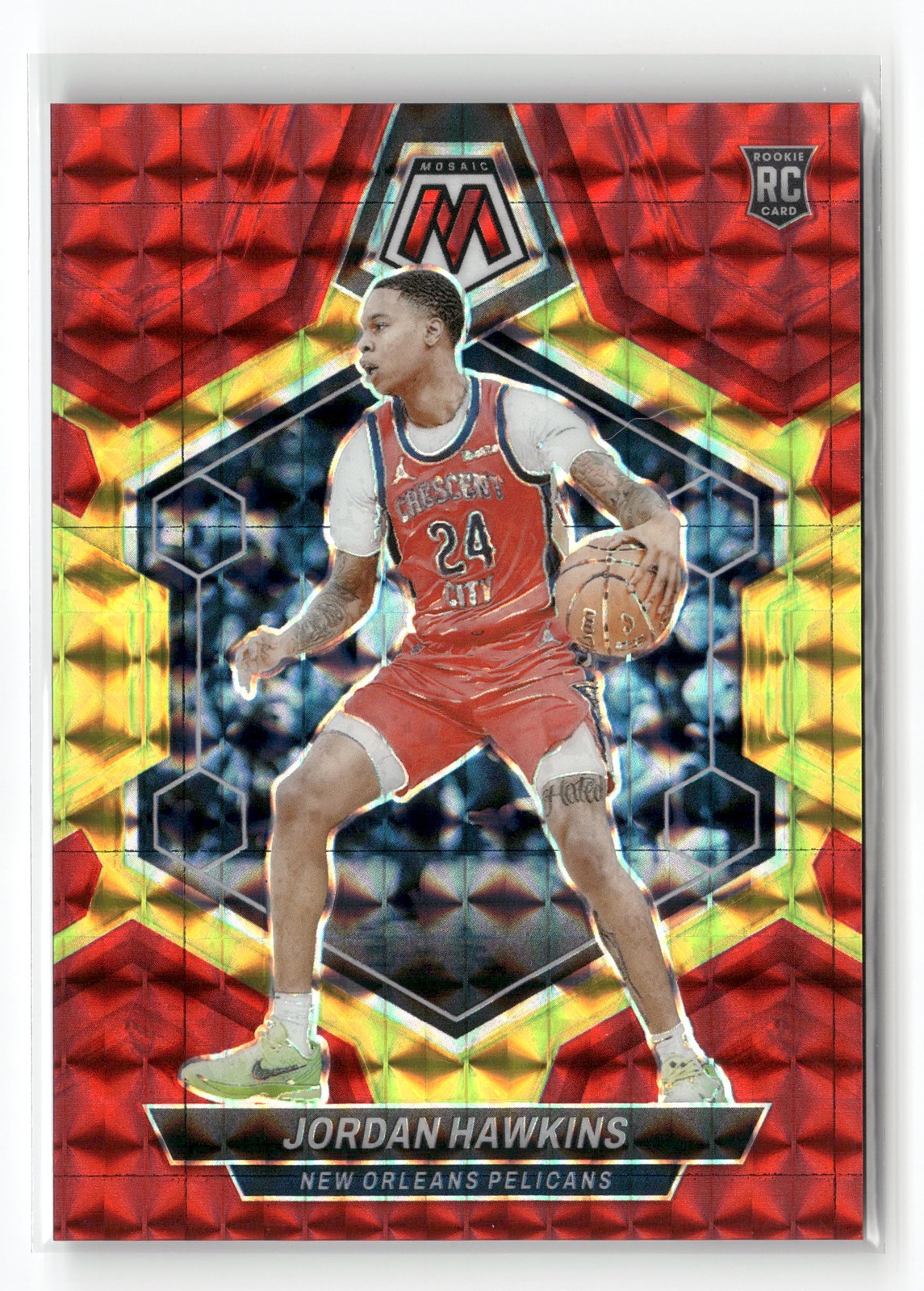 2023-24 PANINI MOSAIC #243 JORDAN HAWKINS RED YELLOW FUSION CHOICE /75