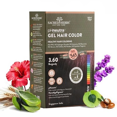 SACRED HERBS Natural Organic Gel Hair Color Long Lasting Burgundy 180ml