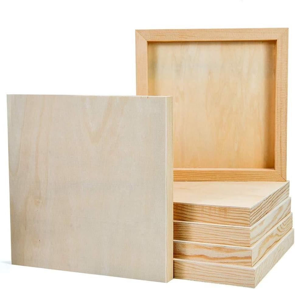 JeogYong 6-Piece Wooden Canvas Panel, Unfinished Wood Cradled Painting Panel Bo