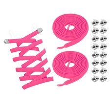 3Pairs No Tie Shoe Laces, Elastic Tieless Shoelaces with End Clips, Rose Red