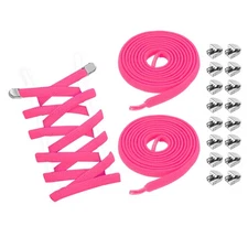 3Pairs No Tie Shoe Laces, Elastic Tieless Shoelaces with End Clips, Rose Red