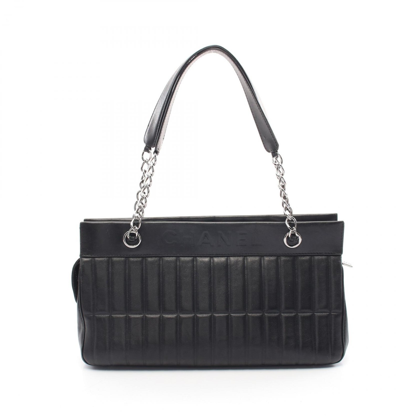 CHANEL Black Lambskin Chocolate Bar Tote Bag Pre-Owned