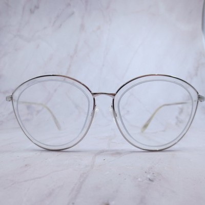 Oliver Peoples Silver Clear Round Eyeglass Frames