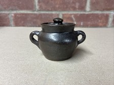 Vintage Antique Miniature Bean Pot Toy Crock Brown Pottery