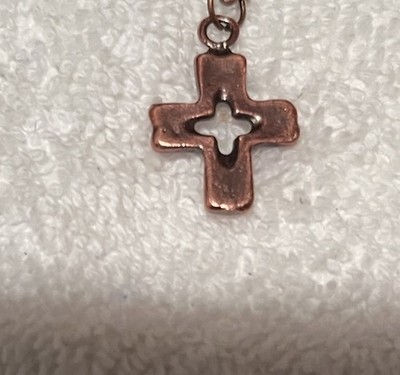 Antique Copper Cross Pendant Necklace 21in Bronze  Chain NEW Handmade