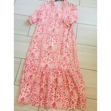 Boho Floral Maxi Dress XL Ruffle V-Neck Long Loose Casual Women NWOT