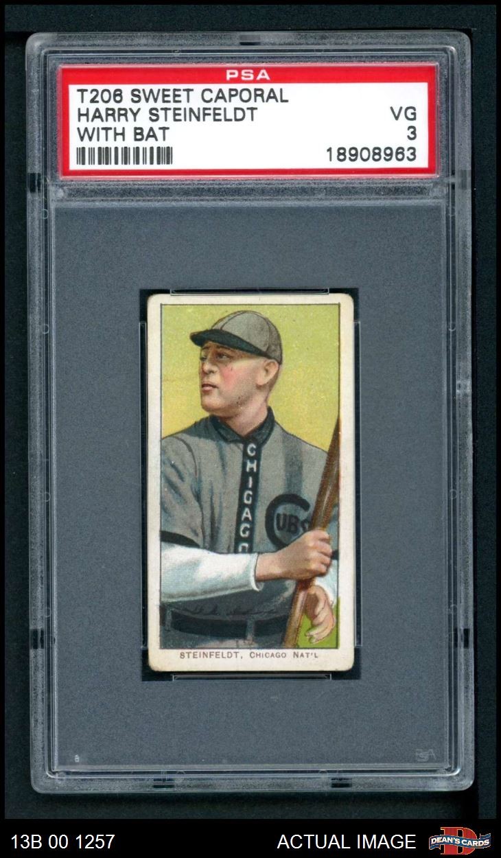 1909 T206 Harry Steinfeldt Bat Cubs VARIATION PSA 3 - VG