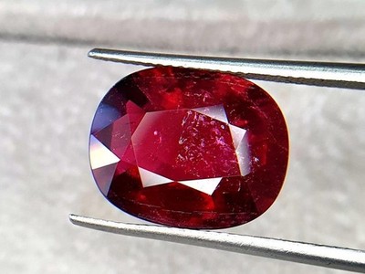 8.35 ct Natural Rubellite Tourmaline Deep Red Cushion Cut Gemstone