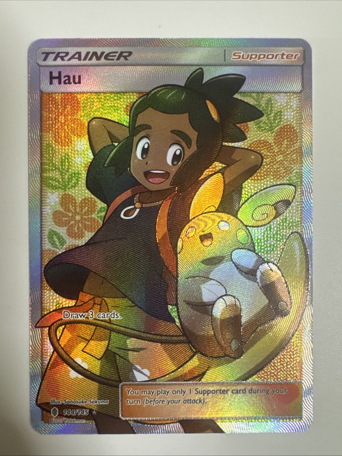 Pokémon TCG Hau Sun & Moon: Guardians Rising Full Art Holo Card 144/145 LP/MP