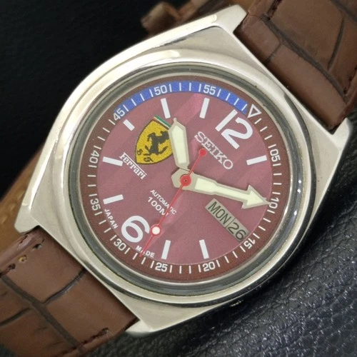 SEIKO AUTOMATIC VINTAGE JAPAN 7009A MENS FERRARI DIAL WATCH a700455-1