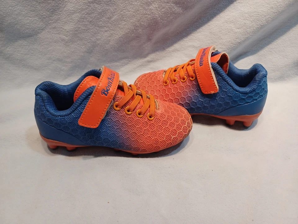 Kids Soccer Cleats Boys Girls Athletic Football Shoes Sz 11 Kids Orange-blue - Image 3 of 4