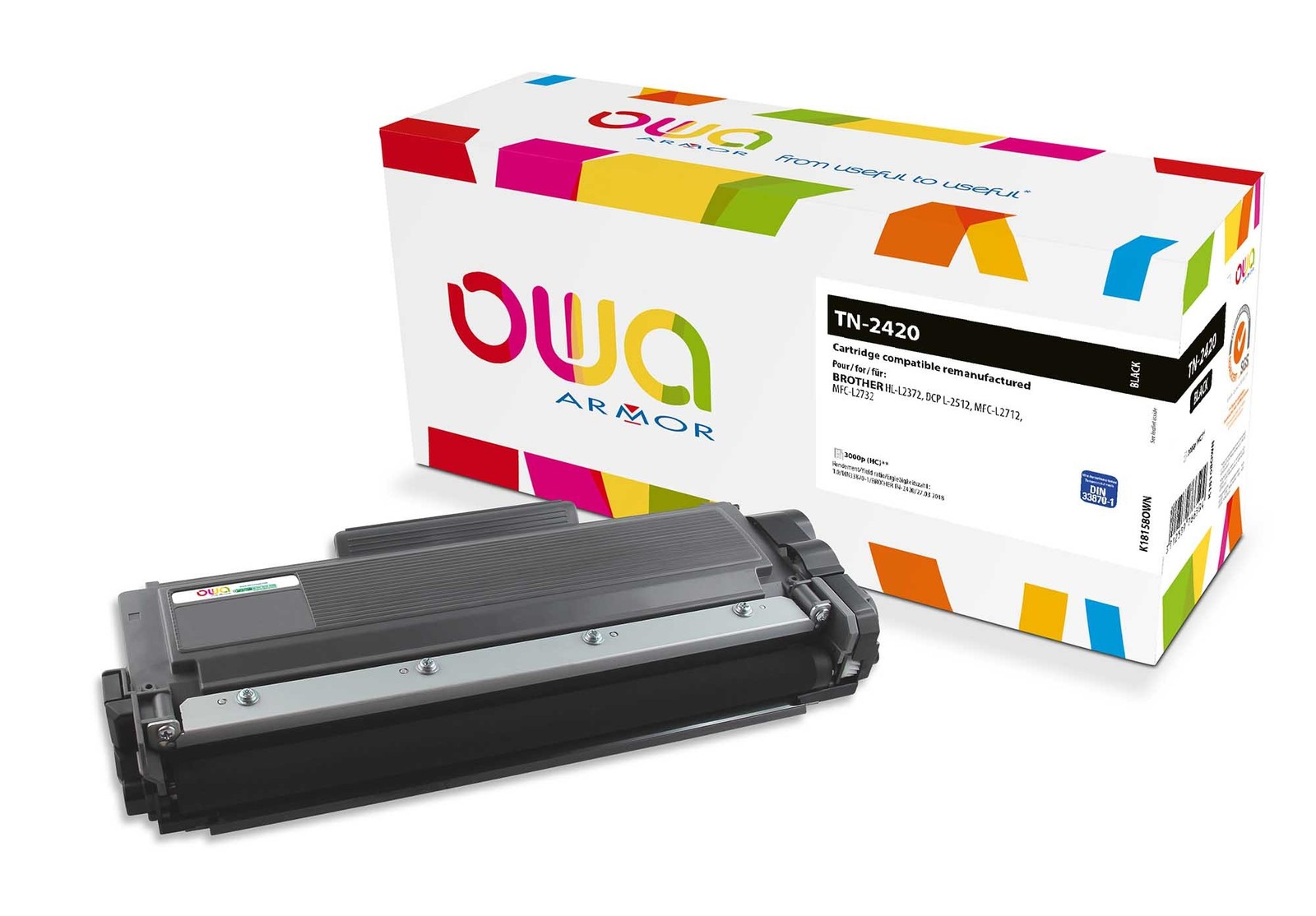 Toner noir compatible TN2420 Armor OWA pour résoudre les problèmes d'impression claire K18158OW
