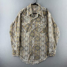 Vintage Wrangler Shirt Mens Large 22x33 70s Paisley Pearl Snap Western Cowboy