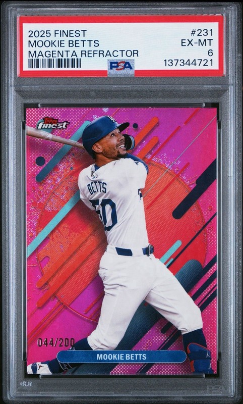 2025 Topps Finest Magenta Refractor /200 Mookie Betts #231 PSA 6 EX-MT