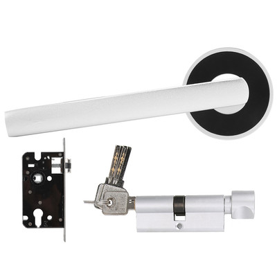 European Style Door Handle Front Back Lever Lock Cylinder With Keys Aluminum SAL