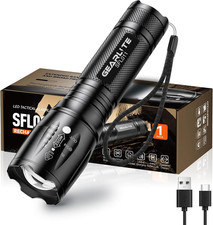 GEARLITE LED Torch Rechargeable, 2000LM Zoomable Rechargeable Torch with 3 Modes