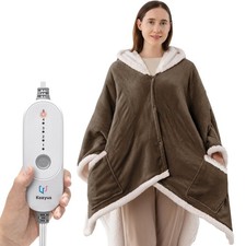 Wearable Heated Throw Blanket, Heated Shawl Electric Wrap Poncho with Hood  ...