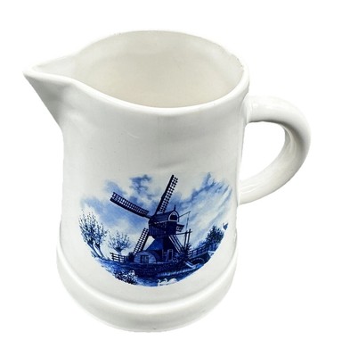 Vintage Pitcher Ter Steege BV Delft-Blauw Milk 1984Hand Decorated Holland
