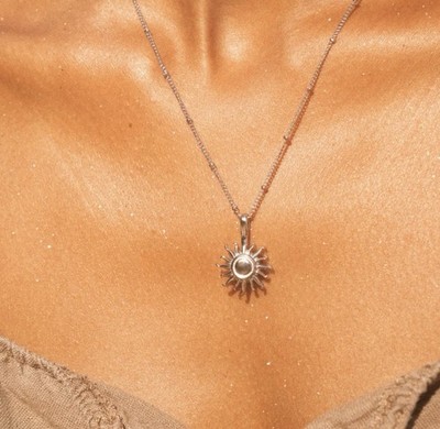 New Atolea Silver Sun Necklace Premium Stainless Steel + 18k gold PVD coating