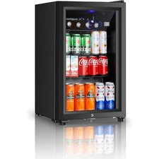 Beverage Refrigerator 3.2 Cu.ft Mini Fridge Double Glass Door Cooler Soda Wine