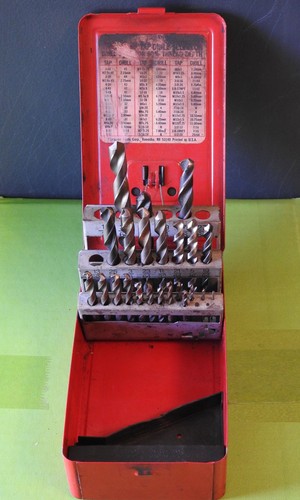 Vintage Blue Point 60 Pc (1 - 60) Drill Bit Index Metal Index Box with 55 Bits