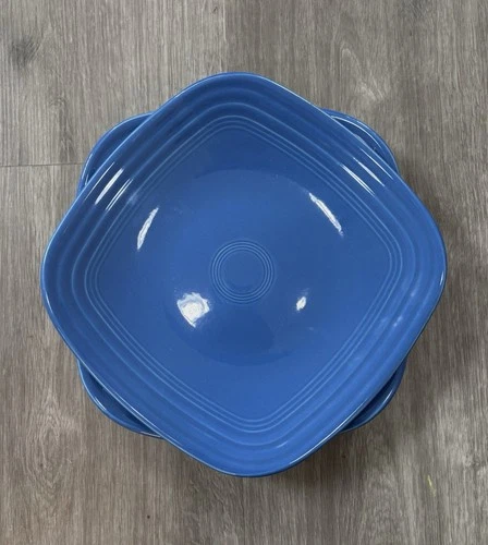 Set of 2 Fiestaware Lapis Blue Square Salad Plates Homer Laughlin 9.25”