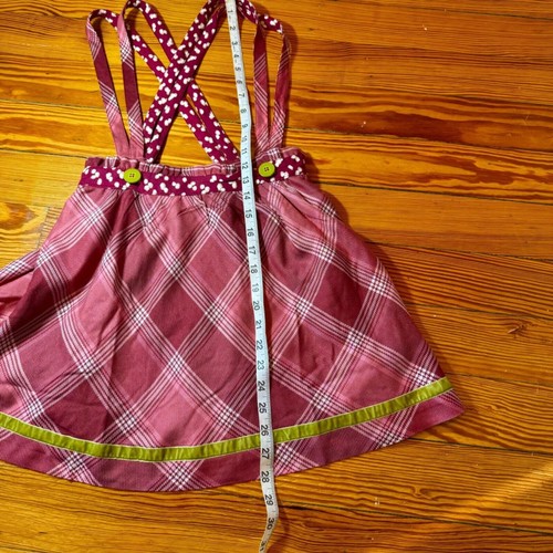 Matilda Jane NEW pink red plaid flannel overall skirt kids size 10 fall retro - Picture 11 of 11