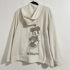 Disney Parks Minnie Mouse Fleece Hoodie Size 3X Plus Ivory Walt Disney World