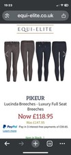 Image of Pikeur Lucinda Breeches Full Seat UK10-12 Brand New Without Tags