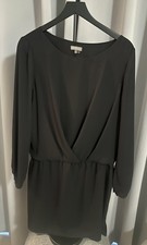 Vince Camuto Black Surplice Neck Long Sleeve Dress