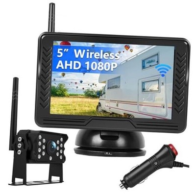 Wireless Reversing Camera System with 5 inch Split Screen, IP69K Waterproof 