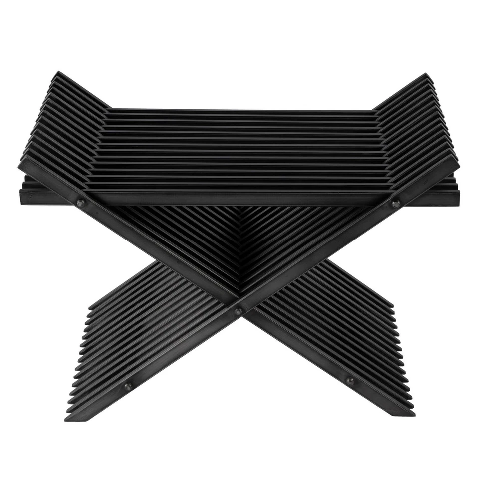 Lucan 15,5 pulgadas Taburete de listones base X de hierro altura asiento Foto 3 de 4