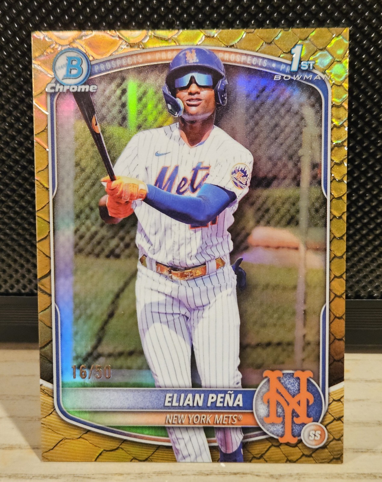 2025 Bowman Chrome Elian Pena 1st Bowman Gold Reptillian Refractor /50 Mets 🔥🔥
